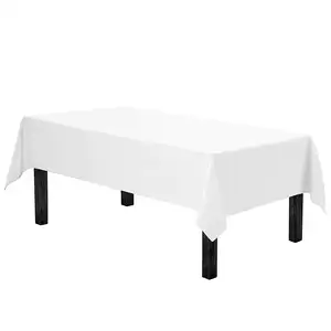 Nappe rectangulaire blanche 60x102 pouces, nappe rectangulaire pour Table de 6 pieds en Polyester lavable