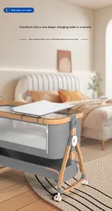 Cuna Multifuncional para Bebé con Altura Ajustable, Plegable, para Recién Nacidos, con Ruedas y <span class=keywords><strong>Mosquitera</strong></span> - Product Image 4