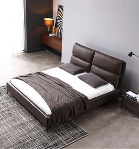 Cadre de <span class=keywords><strong>lit</strong></span> de luxe Queen King véritable Faux cuir tête de <span class=keywords><strong>lit</strong></span> capitonnée <span class=keywords><strong>lit</strong></span> plate-forme rembourrée <span class=keywords><strong>lit</strong></span> lattes de bois durables sans bruit - Product Image 5