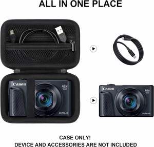 Étui de transport rigide EVA pour appareil photo numérique Canon PowerShot SX740/SX730/SX720/SX620/G7X, pochette de rangement de protection avec fermeture éclair et poche en filet - Product Image 3