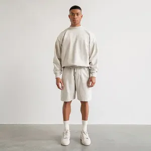 Bán Buôn Màu Đen 1000 GSM Cotton Lông Cừu Áo Pháp Terry Plu Kích Thước Crew Cổ Trống Người Đàn Ông Của Hoodies & Áo Nỉ - Product Image 4