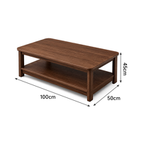 Table basse minimaliste en bois avec étagère de rangement ouverte, table centrale moderne pour salon