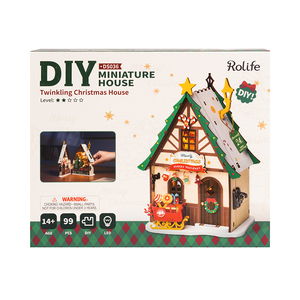 Robotime <span class=keywords><strong>Rolife</strong></span> US Warehouse Cadeaux de Noël DS036 Maison de Noël scintillante Jouets miniatures DIY Puzzles en bois 3D - Product Image 6