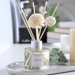 Custom own brand fragrant home hotel freshener 200ml luxury glass bottle reed diffuser