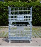 Cage pliable durable de palette en métal de conteneur de grillage en acier galvanisé résistant caractéristique empilable durable pour l'entrepôt