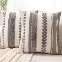 Boho Coussin Couvre 18x18 Ferme Décoratif Coussin Cas Rayé Carré Oreillers Couverture Chenille pour Canapé Canapé Lit