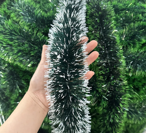 2 metri cifrati bordo bianco verde scuro bordo verde decorazione natale fiocco di neve striscia di disposizione dei capelli nastro - Product Image 2