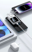 Chargeur portable multi-cordons intégré double USB PD22.5W/18W, batterie externe 10000mAh avec écran miroir et affichage numérique du pourcentage, batterie de voyage mince