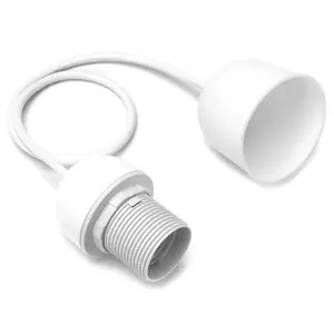 Portalámparas de plástico E27, cable 2 x 0,75 mm, longitud 0,5 m, color blanco, ideal para iluminación en interiores y - Product Image 1