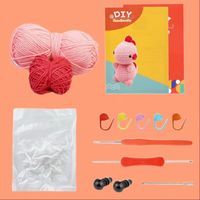 Kızlar için sıcak satış tığ kiti DIY sevimli pembe dinozor tığ kanca seti iplik toptan tığ bebek dikiş ve dokuma oyuncak