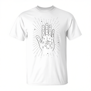 Camiseta de Palmaterapia Sagrada con Diseño de Símbolo Místico de Mano para Espiritualidad y Adivinación - Product Image 2