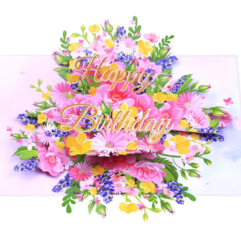 새로운 스타일의 꽃 3D 생일 축하 인사 장 축복 선물.