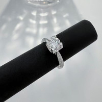 Bague de fiançailles tendance et classique en platine Pt950 avec tête de taureau à 4 griffes et diamant de laboratoire pour femme