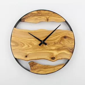 2023 legno d'ulivo arte di lusso moderno decorativo 3d orologio da parete nordico retrò minimalista orologio da parete al quarzo analogico soggiorno personalizzato