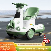 Voiture électrique pour enfants en forme d'avion, à batterie, en plastique, à double propulsion, rotation à 360 degrés, pour 2-4 ans