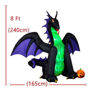 2026 New 2.4M <b>Inflatable</b> Flying Dragon With Pumpkin Built-in LED Lights American Style Outdoor Yard <b>Halloween</b> Party Decor - Product Image 2