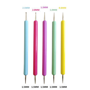 5 pièces/ensemble Macarons stylo pointillé à Double extrémité matériel en métal manucure <span class=keywords><strong>Nail</strong></span> <span class=keywords><strong>Art</strong></span> outil pour strass dessin fleur pointillage brosse - Product Image 3