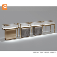 Lemari Pajang Perhiasan LED Modern dari Baja Anti Karat dan Besi dengan Etalase Kaca, Furnitur Ritel Khusus untuk Butik