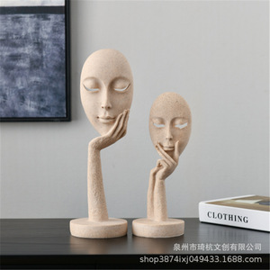 Abstract Face Sculpture Resin Craft Artistic Home Decoration <b>Desk</b> Ornament Mask Figure Decor - Product Image 4