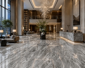 Moderne <span class=keywords><strong>Grandi</strong></span> <span class=keywords><strong>Piastrelle</strong></span> di Lusso in Gres Porcellanato Effetto Marmo Lucido Grigio Argento 60x120 per Pavimenti, Prodotte a Guangdong - Product Image 4