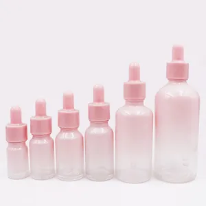 Lusso 15ml 30ml 1oz 50ml 100ml smerigliato rosa essenziale olio per capelli bottiglia contagocce di vetro con Logo di stampa di imballaggio