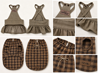 Ensemble robe tablier beige Hamolly pour chat, jupe à volants mignonne et bonnet assorti, 2 pièces, tenue de costume pour petits chatons