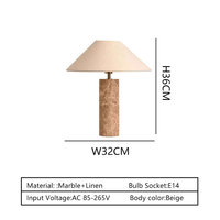 Lampe de bureau LED moderne et simple en marbre pour la décoration intérieure, élégante lampe de lecture de chevet, écologique, pour chambre à coucher, hôtel, restaurant