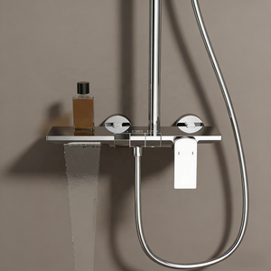Conjunto de Misturador de Chuveiro de Luxo para Banheiro em Latão Dourado Escovado com Sistema de Massagem Suave, 4 Funções, Painel de Chuveiro Termostático com Efeito Chuva - Product Image 4