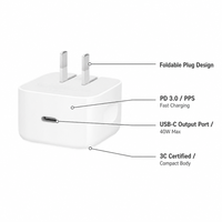 Chargeur mural USB-C PD 3.0 40W avec charge rapide, prise pliable, design compact, protection OTP/OVP pour iPad, tablettes et appareils