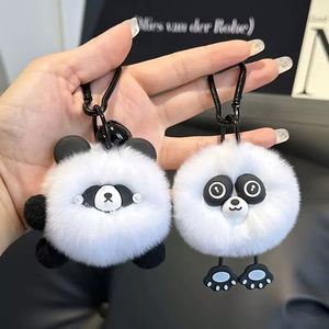 Vente en gros Nouveauté 2025 Porte-clés et pendentifs panda en peluche mignons, imitation fourrure de lapin, pour voiture et sac - Product Image 1