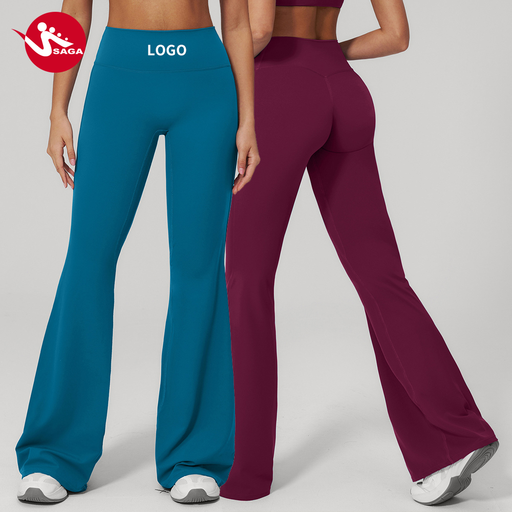 OEM Custom Logo Private Label Flare Pants Tight Fit Slimming Gym Fitness Running Leggings Sports Athletic Worko Flare Yoga Pants