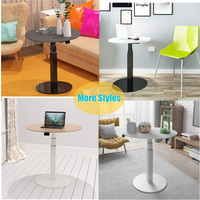 Bureau de travail électrique réglable en hauteur à une seule jambe avec cadre blanc E1, table basse ronde moderne avec plateau rond