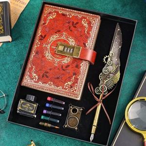 Cuaderno Clásico Europeo Bonvan con Pluma Estilográfica Dorada (0.7/1.0mm), Instrumento de Escritura Metálico para Estudiantes y Uso de Oficina, en Caja de Regalo - Product Image 1