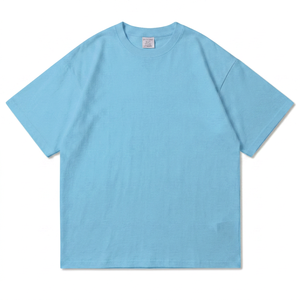 Camiseta Unisex Azul Claro 100% Algodón de Manga Corta con Cuello Redondo, Estilo Casual Holgado, Tejido con Logotipo Frontal, Ecológica - Product Image 1