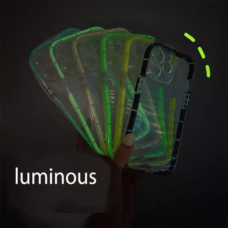 INS Style Luminous Clear TPU Phone Cover for iPhone 13/13 pro max Night Light Shockproof Case Cover