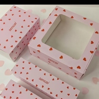 Custom Printed Biodegradable Recycled Materials Paper Gift Box Clear PVC Window Custom Logo Heart Pattern Packaging for Cookie