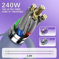 Cable de Datos Tipo C 4 en 1 de Alta Calidad, 240W, TPE Amarillo, Cable USB de Carga Súper Rápida, 1m 1.5m 2m, Venta al Por Mayor de Fábrica
