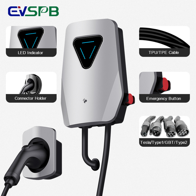 EV Charger Manufacturer AC 7KW 11KW 22KW Wallbox EV Charger Type 1 GBT Electric Vehicle Car Charger Type 2 EV Charging Station