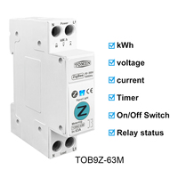 Interrupteur intelligent WiFi TOMZN Zigbee 63A 1P+N avec compteur d'énergie, surveillance de la consommation Kwh, disjoncteur, minuterie, relais MCB TUYA Smartlife