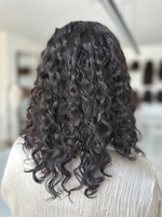 Tupé Negro al por Mayor, Cabello Virgen Europeo, Nudos Individuales, Rizado Jerry, Sistema de Reemplazo Transpirable con Encaje Completo HD para Mujer