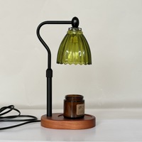 Nouvelle Lampe à Cire Fondante, Lampe d'Aromathérapie, Lampe de Chevet en Verre Effet Bûches Sans Flamme, Lampe à Bougie Fondante avec Minuteur, Lampe de Table de Chevet