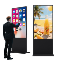Solution pour les chaînes de magasins, écran LED sur pied pour intérieur de 55 pouces, écran tactile infrarouge, affichage numérique couleur, animation, OEM, CE, FCC