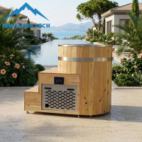 Baignoire à glace en bois de cèdre rouge de qualité supérieure pour l'extérieur, avec refroidisseur en acier inoxydable, pour les vacances à la station balnéaire, la relaxation, bain de glace