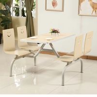 Tables et chaises de cafétéria modernes et minimalistes, ensembles intégrés en acier inoxydable 4/6 places pour employés, écoles, usines