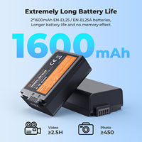 K&F Concept Cocok untuk Nikon Z30 Z50 ZFC, Pengisi Daya Tipe-C Dual Slot dan Set Baterai Kamera EN-EL25 1600mAh Isi Ulang 2 Buah
