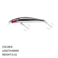 Umpan Pancing Minnow Tenggelam 80mm 9.1g Umpan Minnow Keras Buatan Umpan Keras untuk Air Asin dan Air Tawar