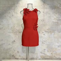 Robe de mariée mini dos nu rouge pour femmes