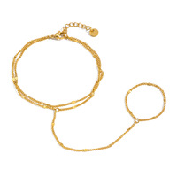 Bracelet en acier inoxydable plaqué or 18 carats, design linéaire double couche, chaîne de poignet empilable pour femme, mode quotidienne minimaliste