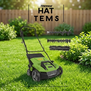 Aérateur et <span class=keywords><strong>scarificateur</strong></span> électrique 3-en-1 de 1600W pour <span class=keywords><strong>pelouse</strong></span>, 15 pouces, autoporté, avec sac de collecte et poignée pliable - Product Image 5