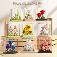 Kit de bloques de construcción florales, juguetes educativos creativos DIY, decoración de escritorio, Kit de montaje de plástico para niños, regalo de cumpleaños